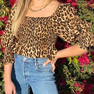 Zara cheeta puff sleeve top